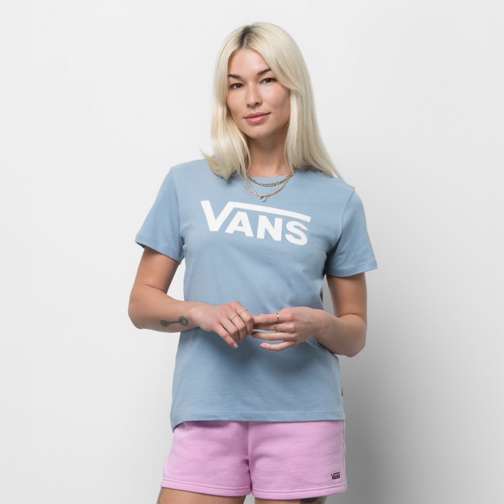 Vans Flying V Crew T-shirt Dam Blå | 86317KXCB