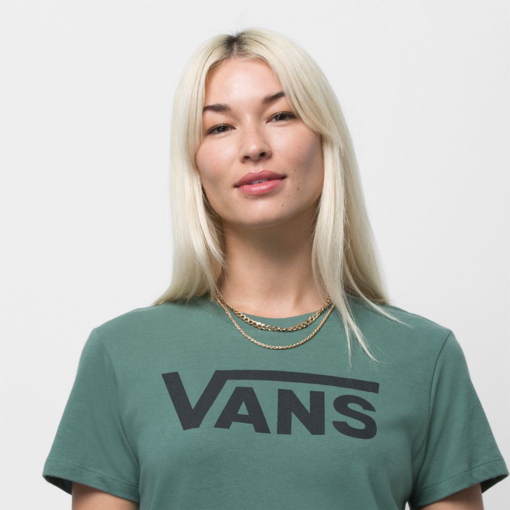 Vans Flying V Crew T-shirt Dam Gröna | 81239CPAB