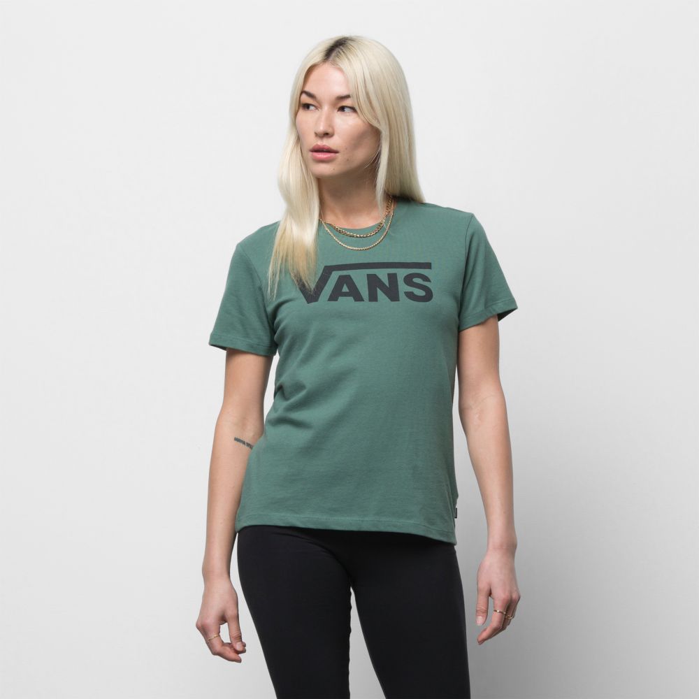 Vans Flying V Crew T-shirt Dam Gröna | 81239CPAB