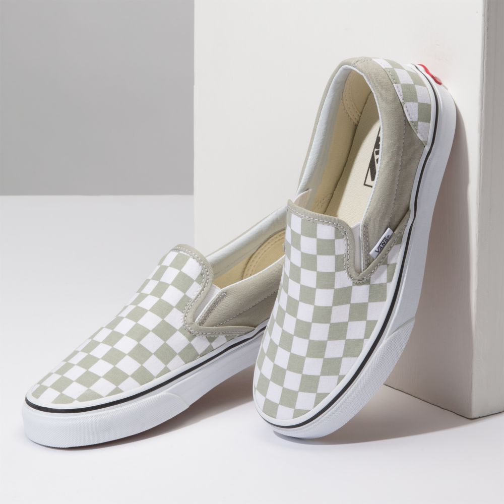 Vans Klassiska Classic Dam Olivgröna Vita | 32506FULK