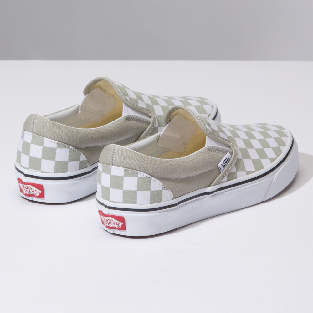 Vans Klassiska Classic Dam Olivgröna Vita | 32506FULK