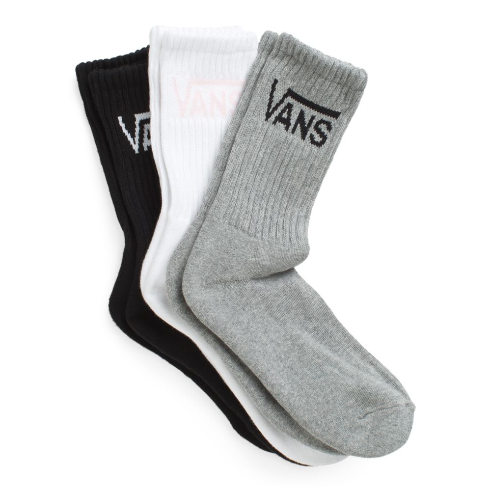 Vans Klassiska Crew 3 Pack Strumpor Dam Vita Grå | 49573KBON