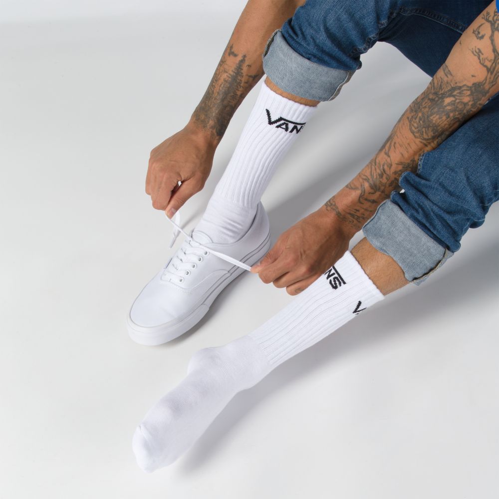 Vans Klassiska Crew 3 Pack Strumpor Herr Vita | 59728HJIO