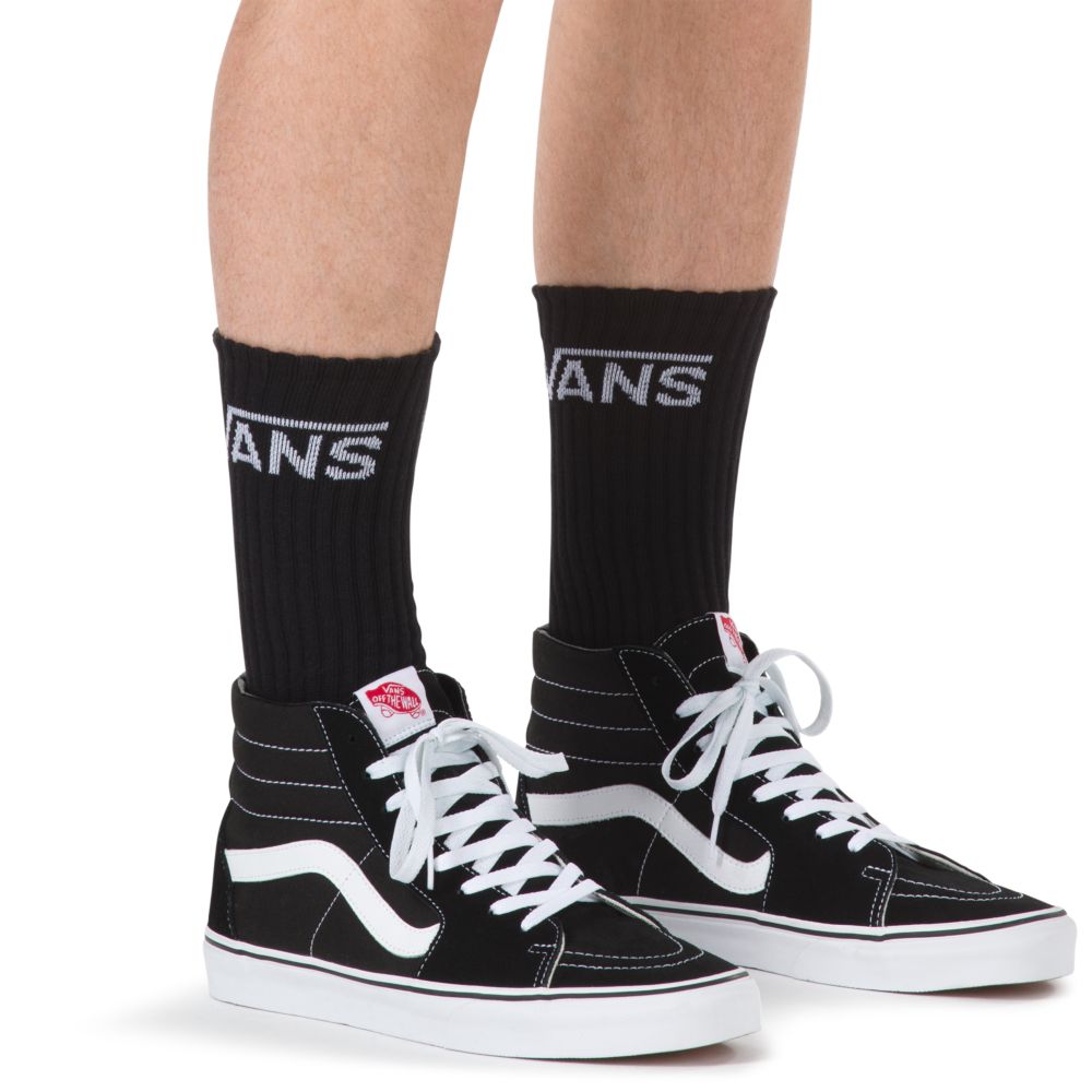 Vans Klassiska Crew 3 Pack Strumpor Herr Svarta | 73618LUFM