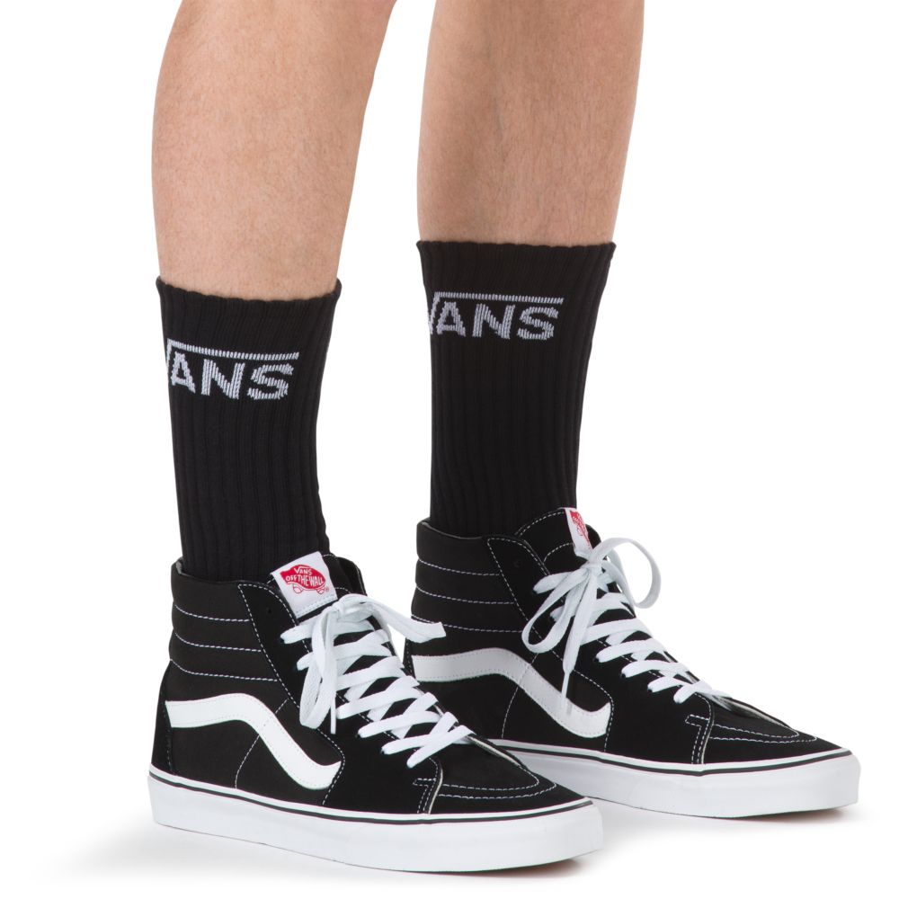 Vans Klassiska Crew 3 Pack Strumpor Herr Svarta | 93758TDFZ