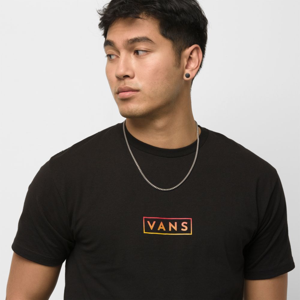 Vans Klassiska Easy Box T-shirt Herr Svarta Röda Gula | 09137OZKI