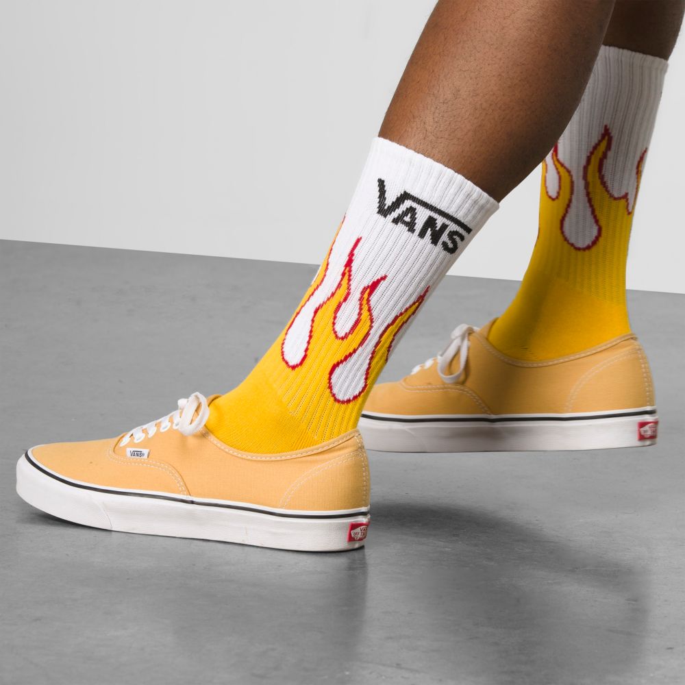 Vans Klassiska Flame Crew Strumpor Herr Citron | 56427DLCH