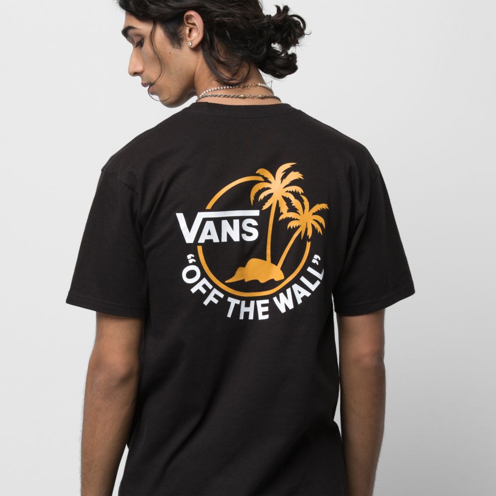 Vans Klassiska Mini Dual Palm T-shirt Herr Svarta Gula | 82153AFLY