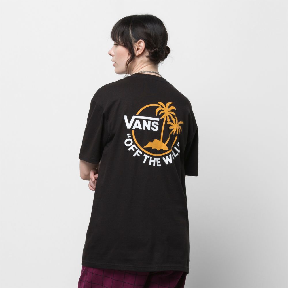 Vans Klassiska Mini Dual Palm T-shirt Herr Svarta Gula | 82153AFLY