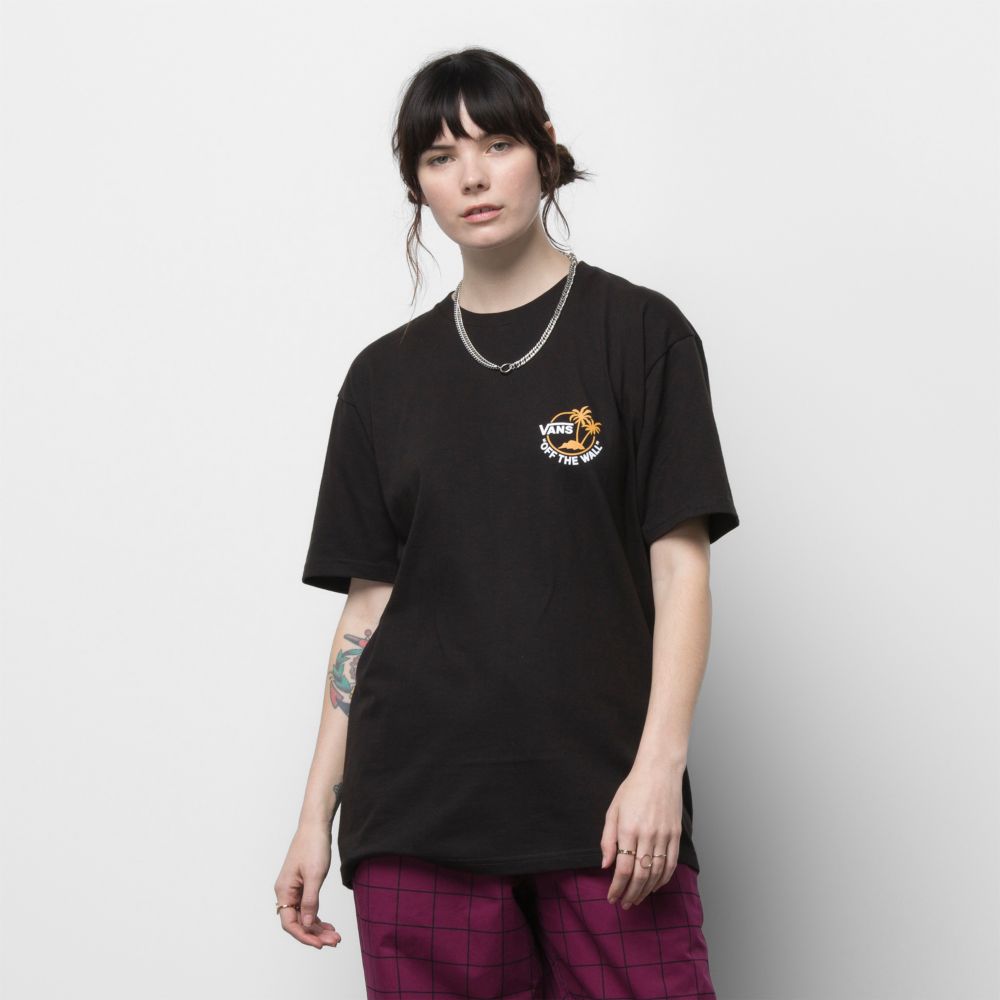 Vans Klassiska Mini Dual Palm T-shirt Herr Svarta Gula | 82153AFLY