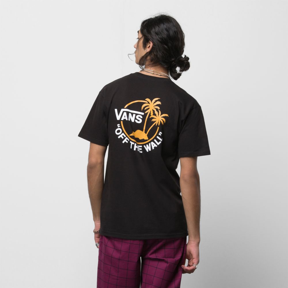 Vans Klassiska Mini Dual Palm T-shirt Herr Svarta Gula | 82153AFLY