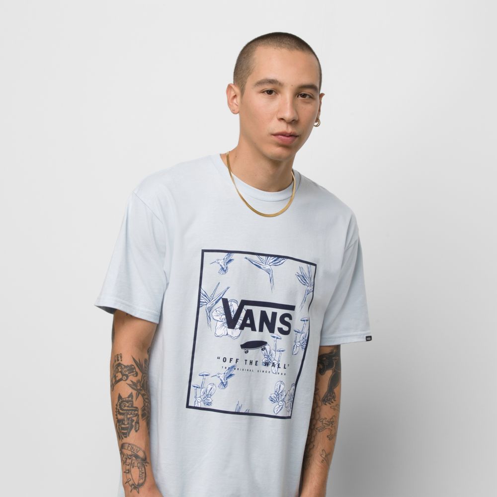 Vans Klassiska Print Box T-shirt Herr Blå | 68019HDFQ