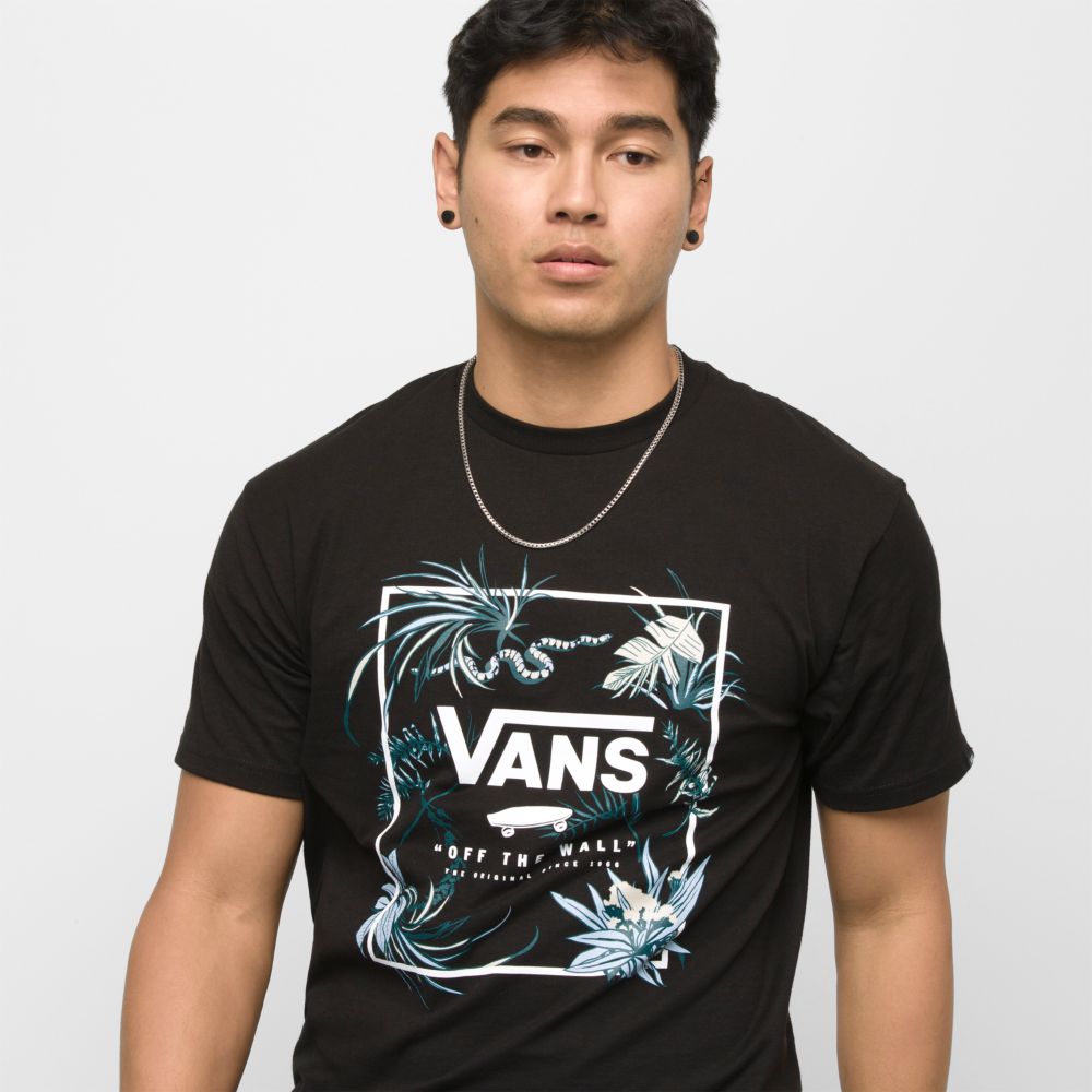 Vans Klassiska Print Box T-shirt Herr Svarta Mörkturkos | 78092HBIT