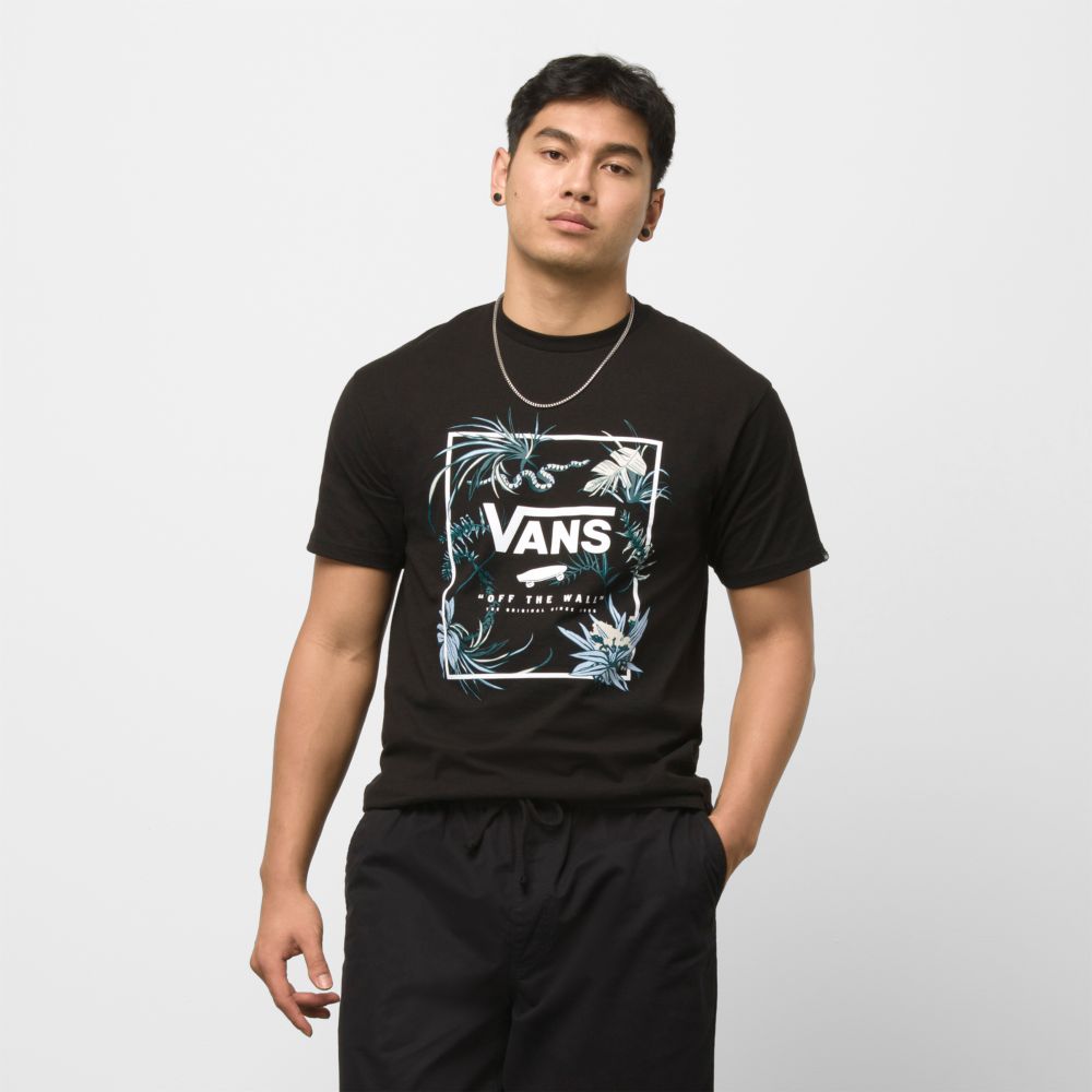 Vans Klassiska Print Box T-shirt Herr Svarta Mörkturkos | 78092HBIT