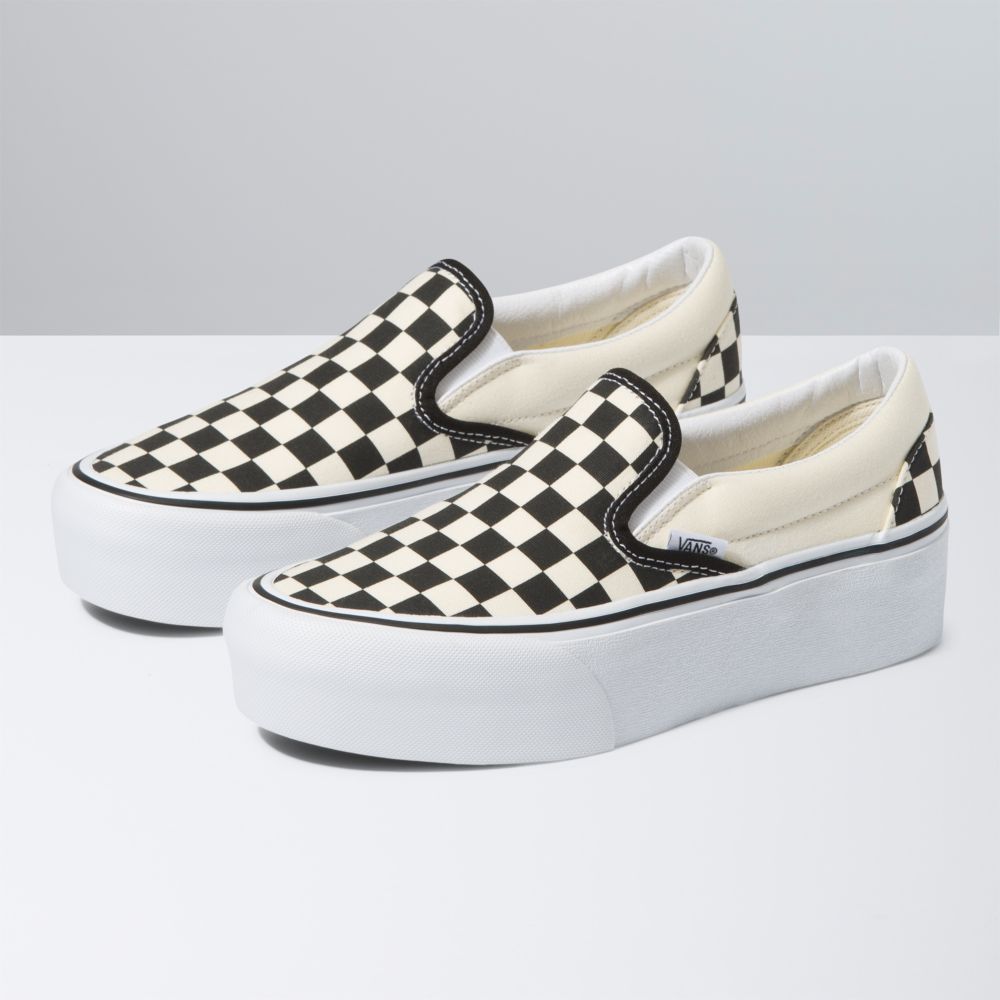 Vans Klassiska Stackform Classic Dam Svarta Vita | 83629EWJB