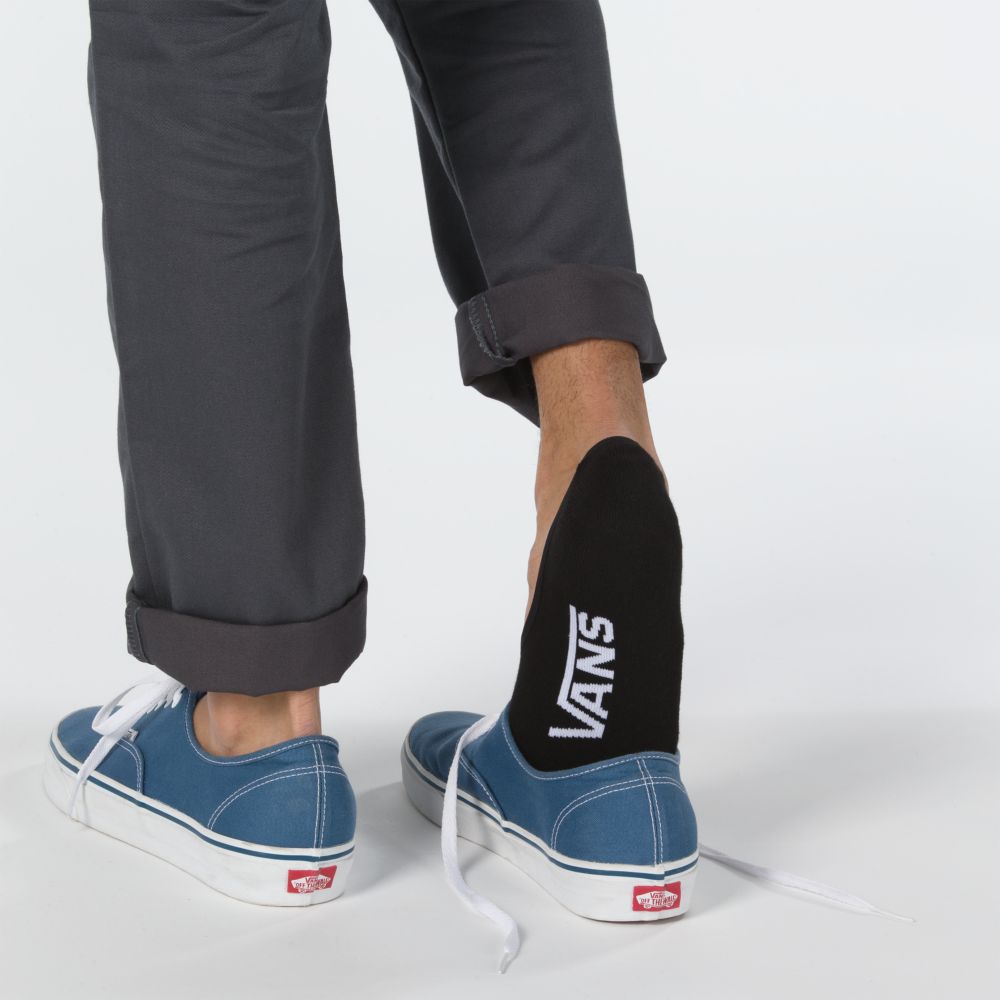 Vans Klassiska Super No Show 3 Pack Strumpor Herr Svarta | 20863PEXD