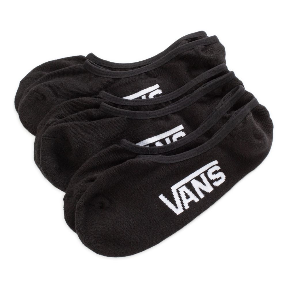 Vans Klassiska Super No Show 3 Pack Strumpor Herr Svarta | 20863PEXD