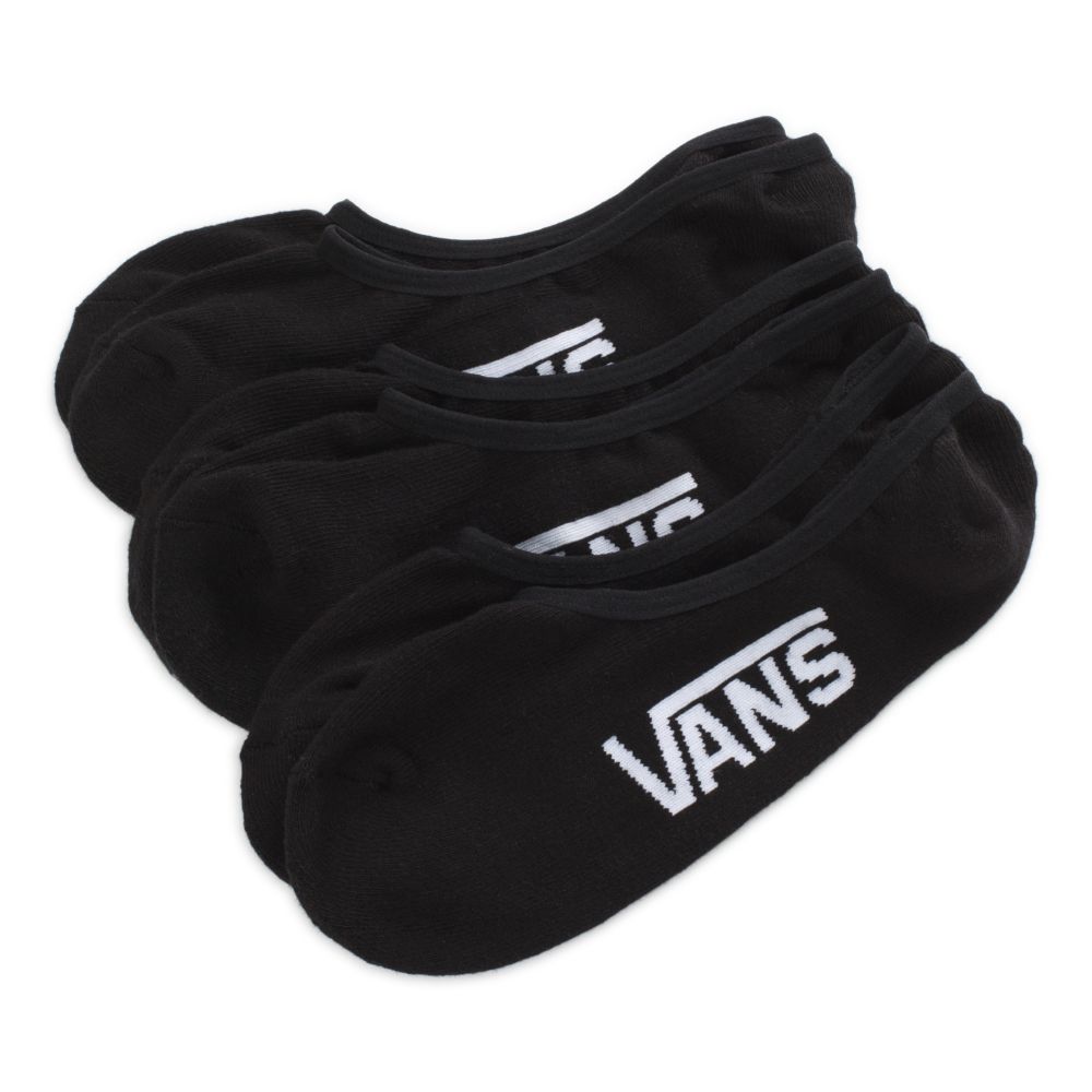 Vans Klassiska Super No Show 3 Pack Strumpor Herr Svarta | 41526AUMG