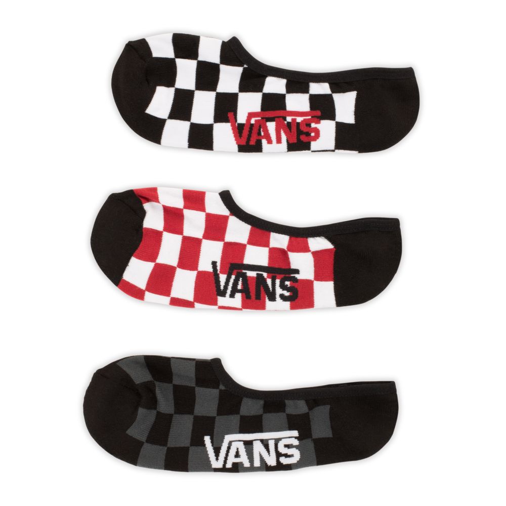 Vans Klassiska Super No Show 3 Pack Strumpor Herr Röda Vita | 93687JZEV