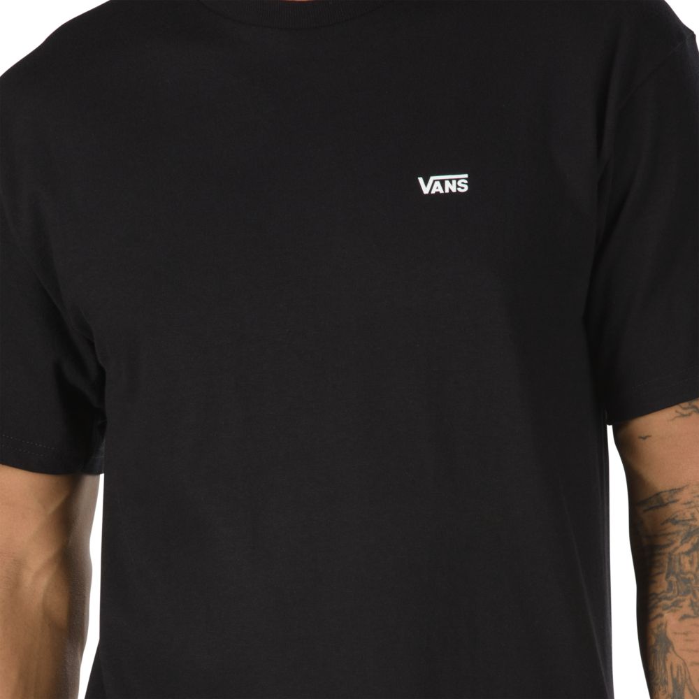 Vans Left Chest Logo T-shirt Herr Svarta Vita | 95786KVSO