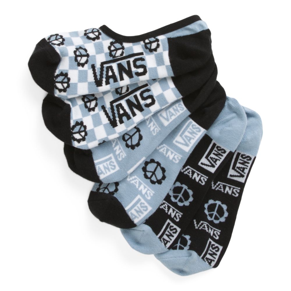 Vans Logo Ditsy Canoodle 3 Pack Strumpor Dam Blå | 56347WDNY