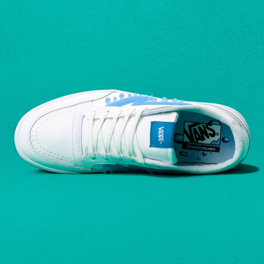 Vans Lowland CC Drip Classic Dam Vita Blå | 18067EJZG