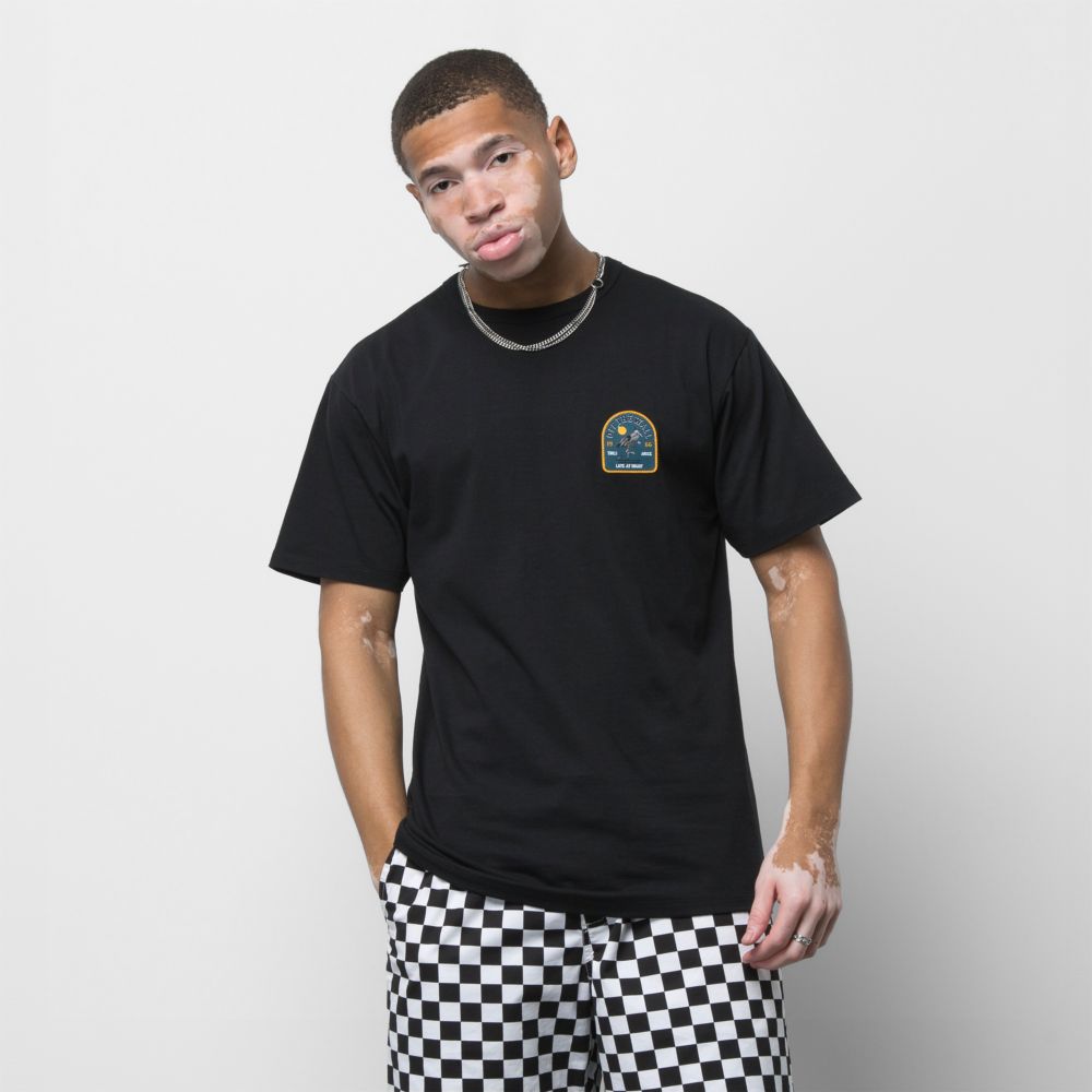 Vans Off The Wall Front Patch T-shirt Herr Svarta | 47513OWLV