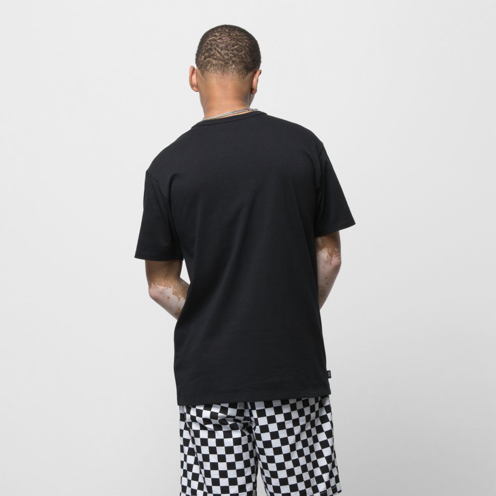 Vans Off The Wall Front Patch T-shirt Herr Svarta | 47513OWLV