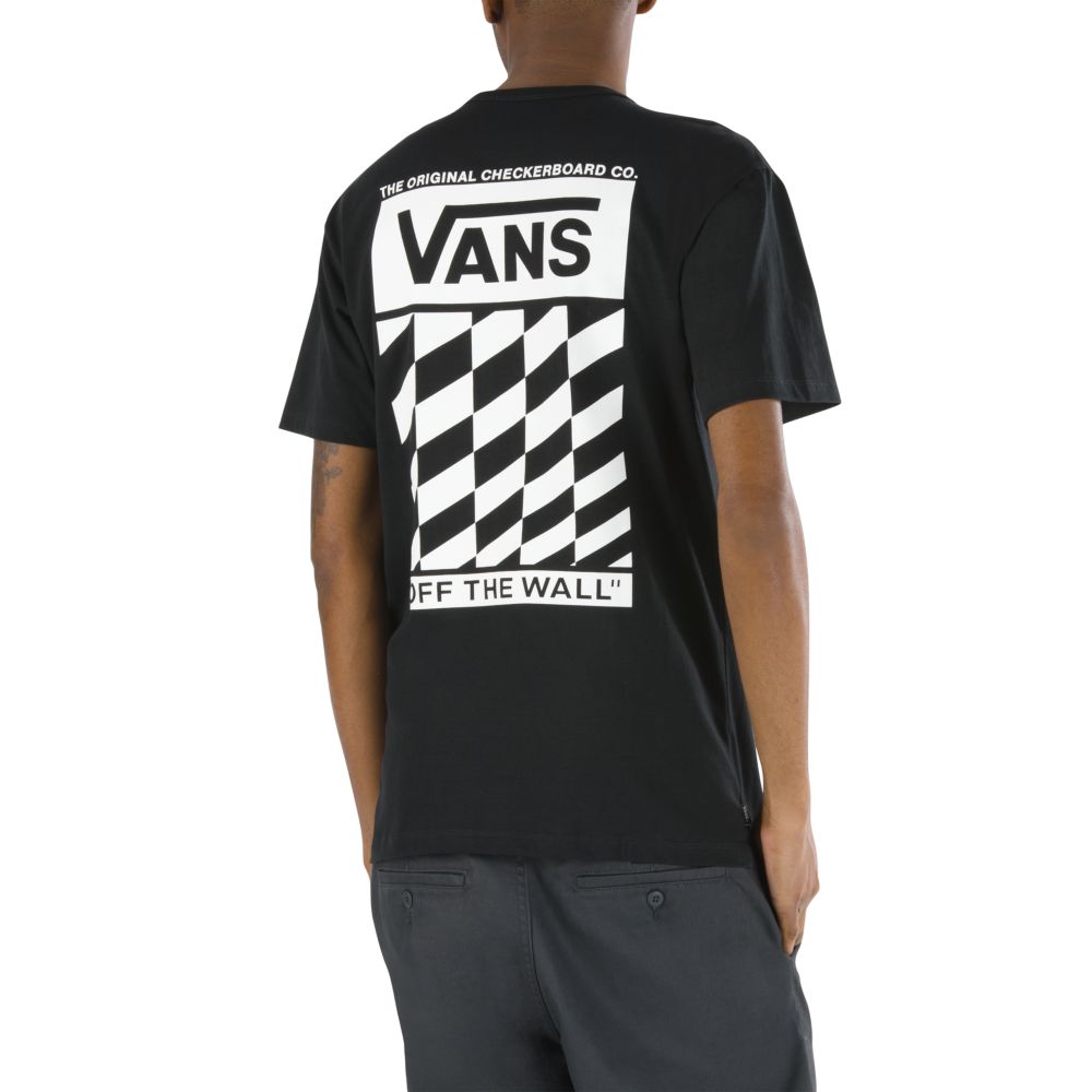 Vans Off The Wall Slanted Checker Klassiska T-shirt Herr Svarta | 83904VUXO