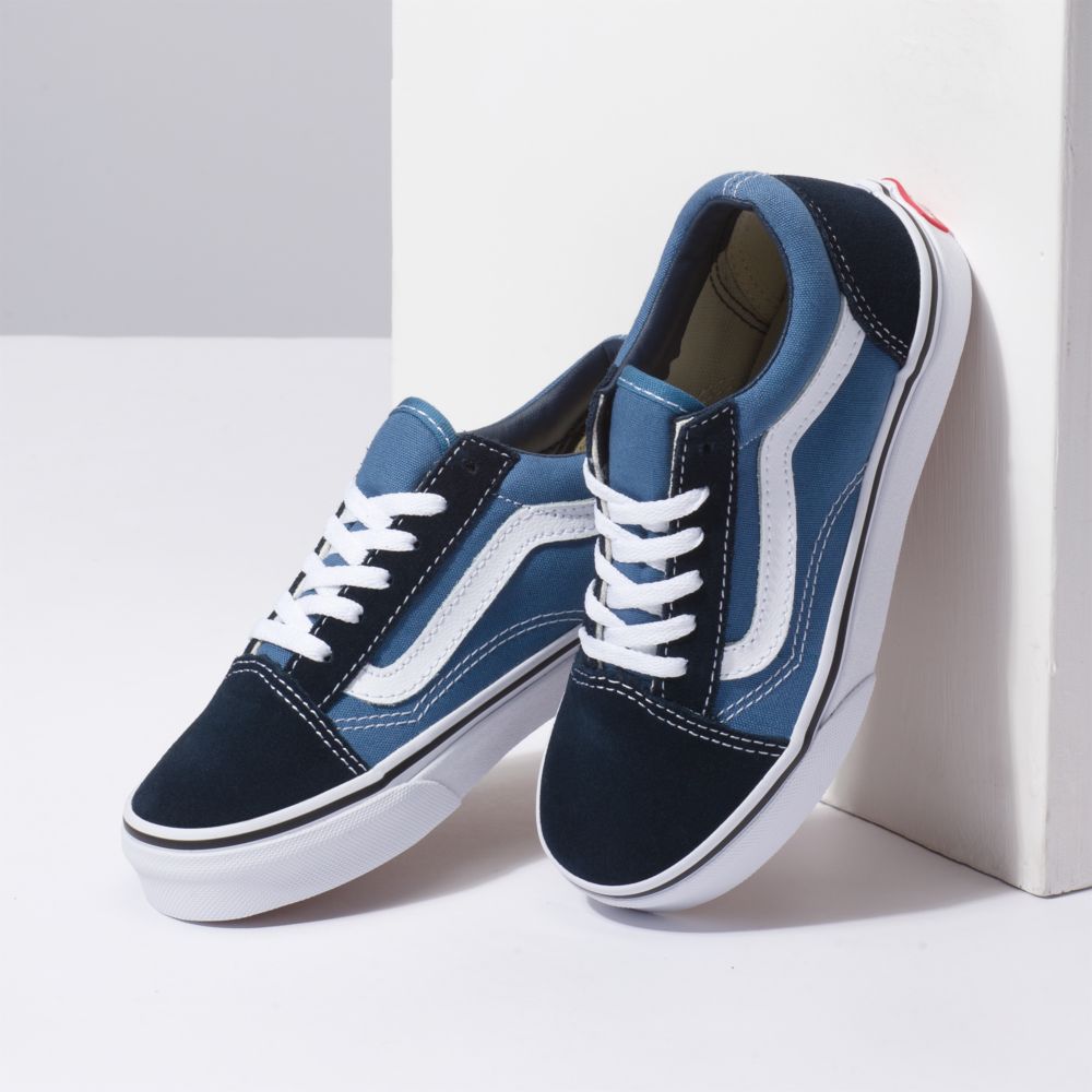 Vans Old Skool Classic Barn Marinblå Vita | 49367JYNA