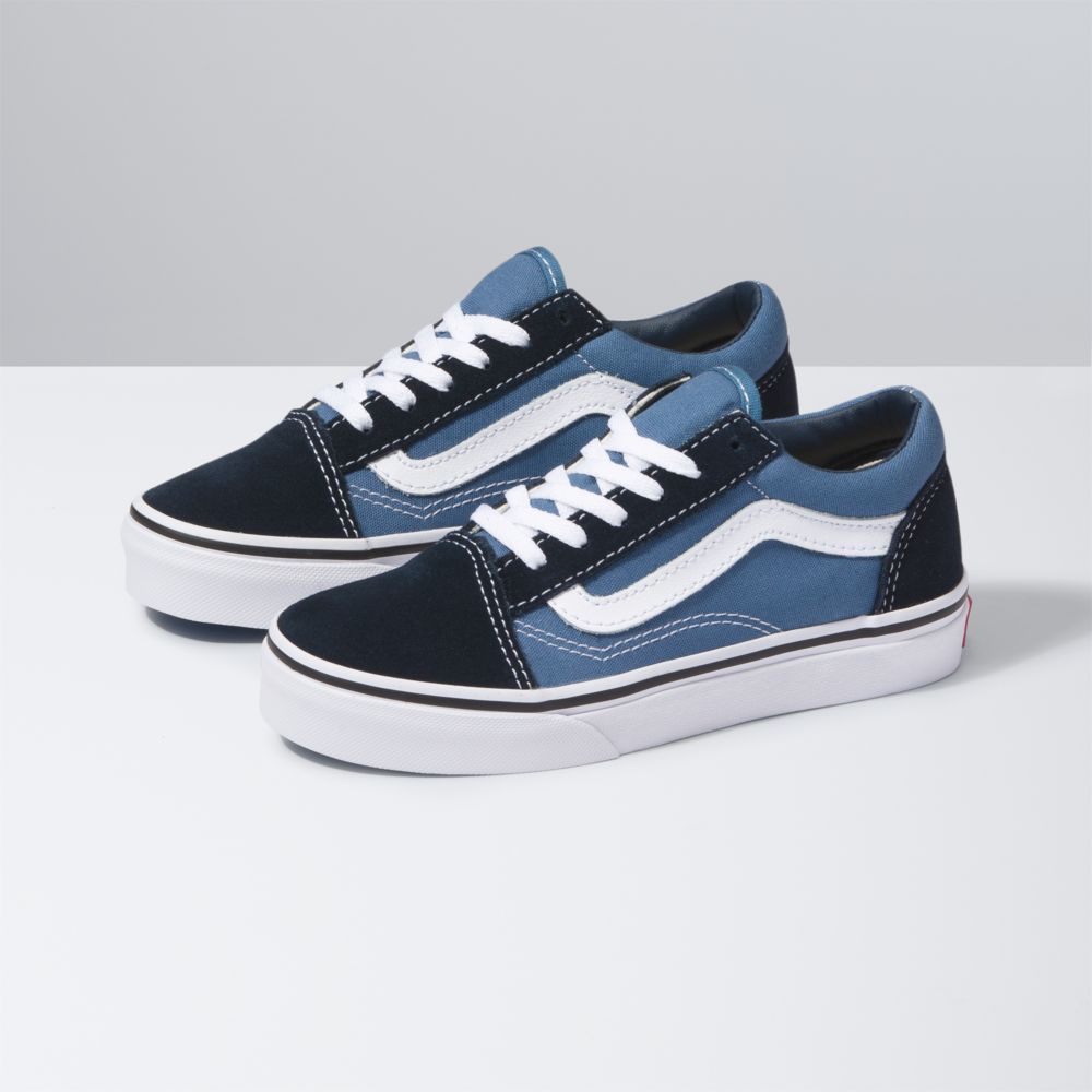 Vans Old Skool Classic Barn Marinblå Vita | 49367JYNA