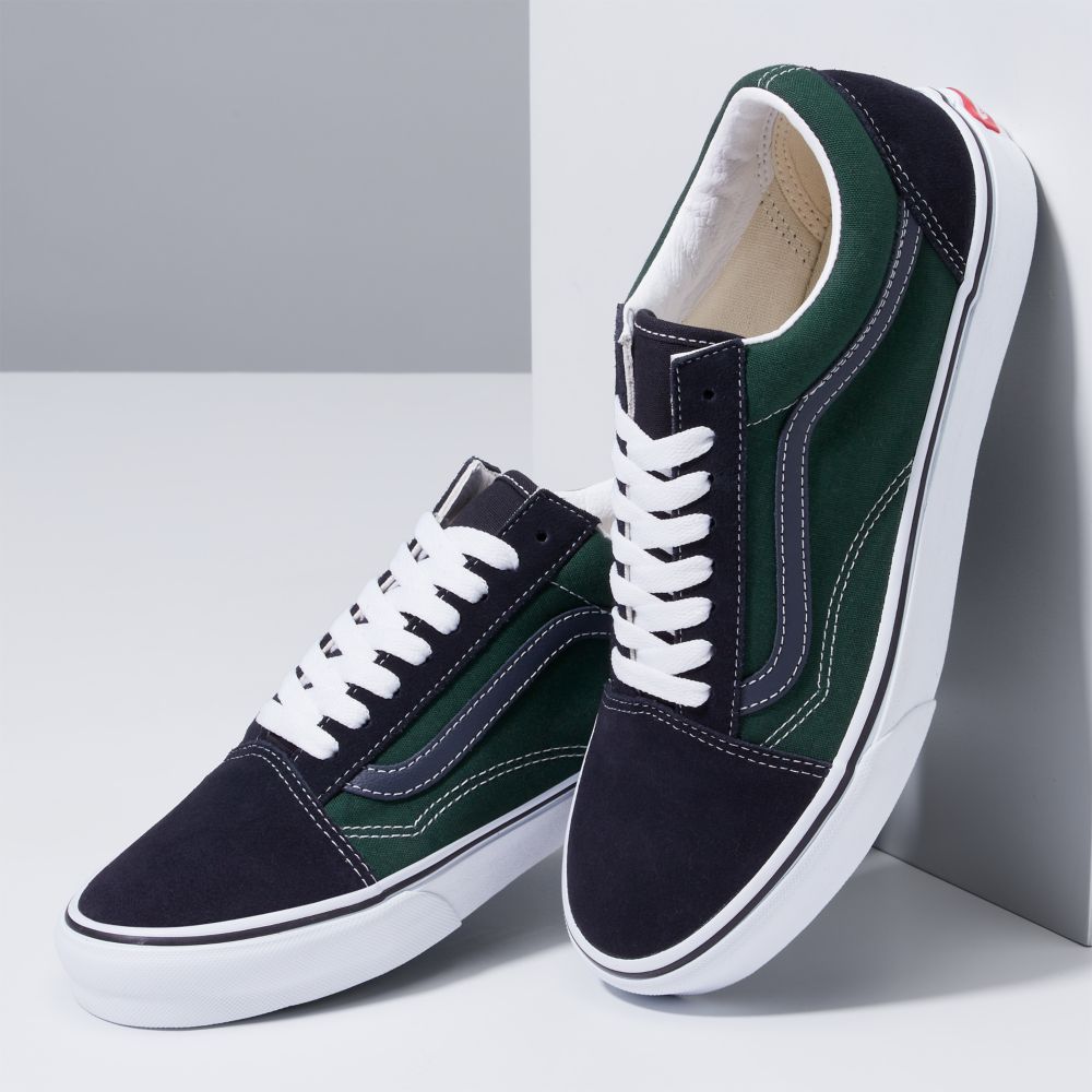 Vans Old Skool Classic Dam Marinblå Gröna | 83572ZFOP