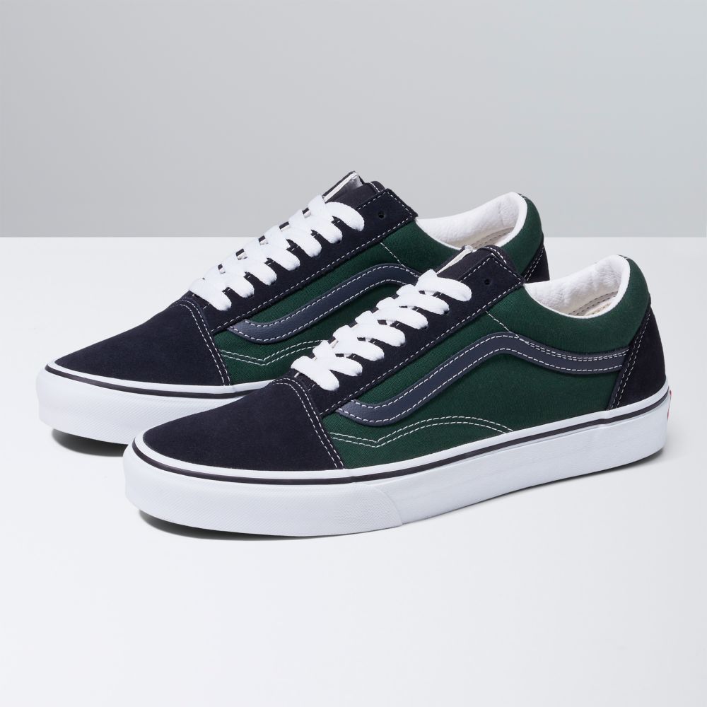 Vans Old Skool Classic Dam Marinblå Gröna | 83572ZFOP