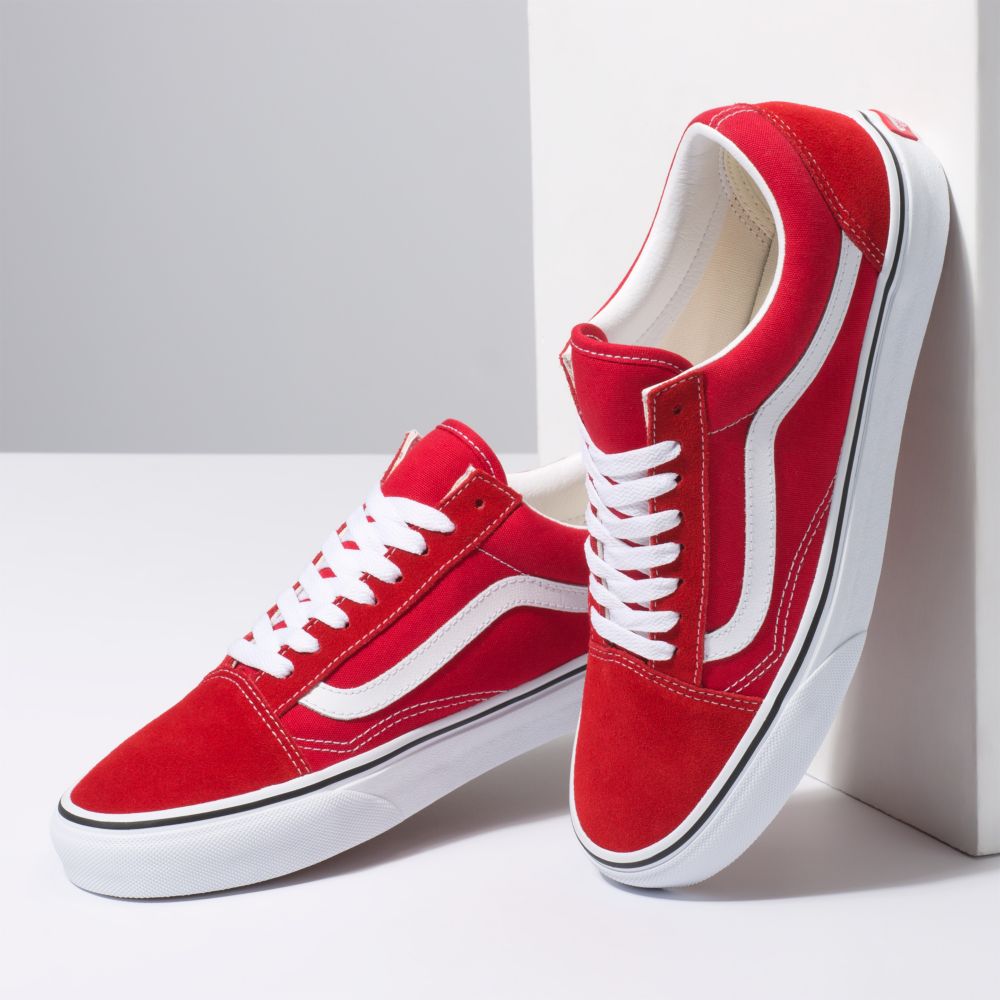 Vans Old Skool Classic Dam Röda Vita | 95638MUSE