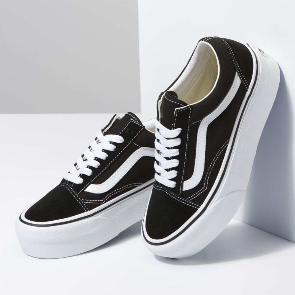 Vans Old Skool Stackform Classic Dam Svarta Vita | 28014UKOL