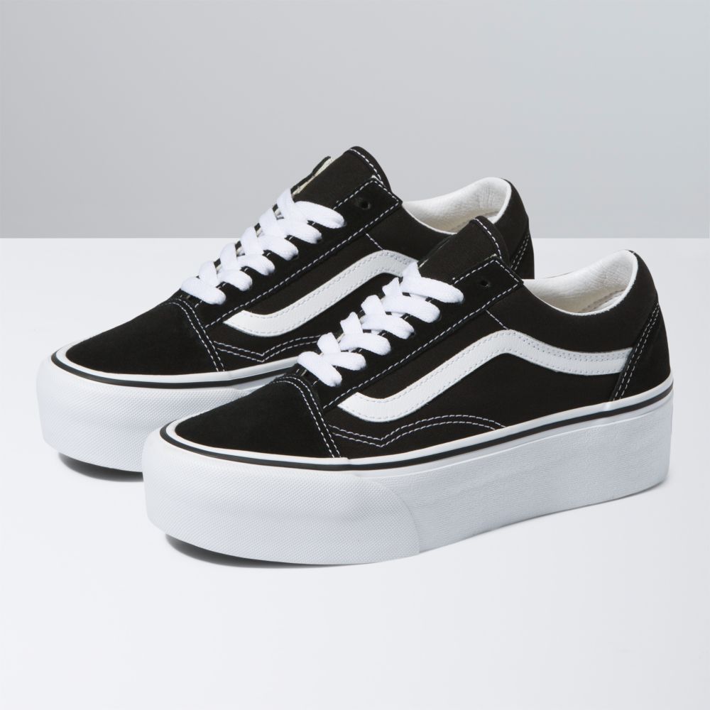 Vans Old Skool Stackform Classic Dam Svarta Vita | 28014UKOL