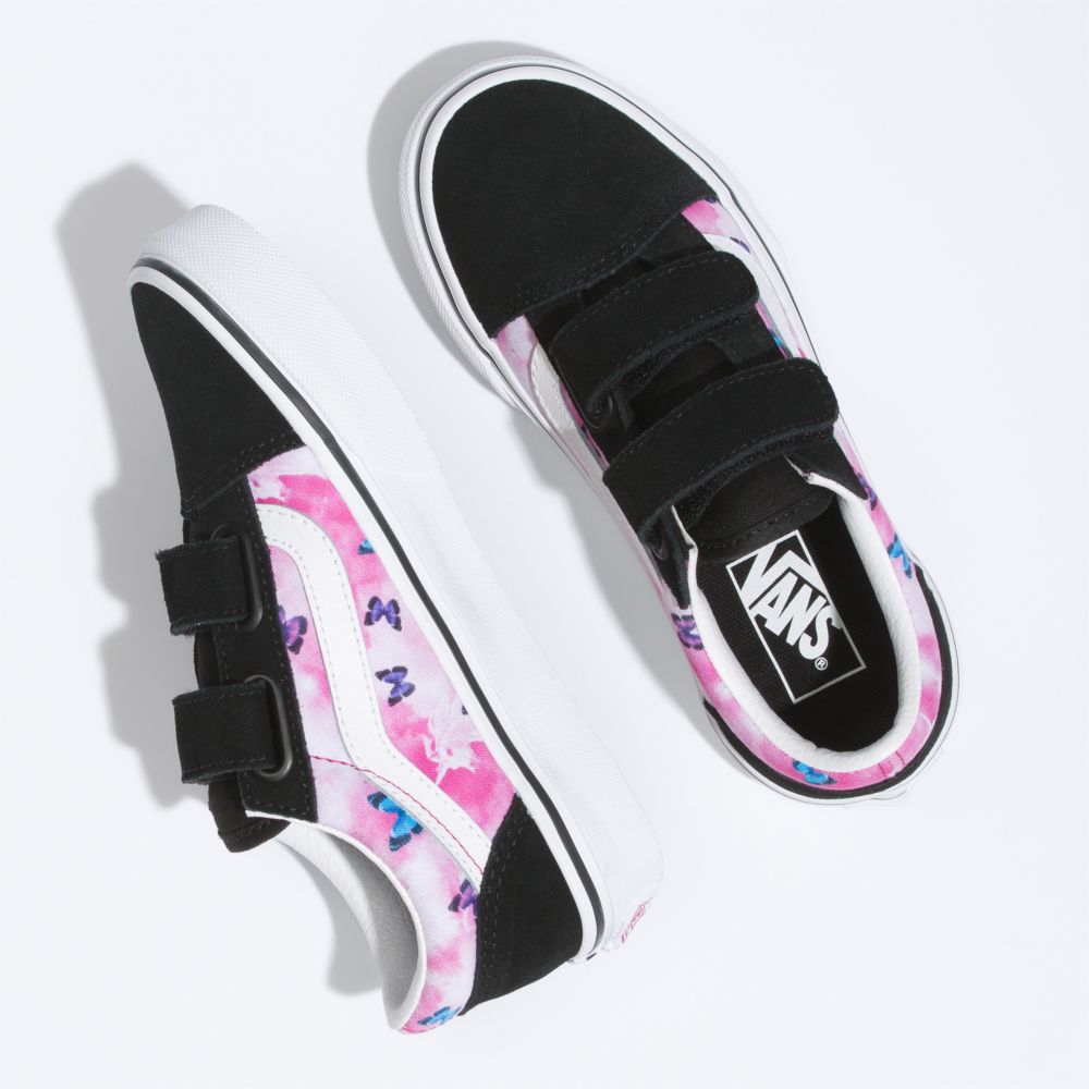 Vans Old Skool V Butterfly Dream Classic Herr Fuchsia Röda Vita | 04128JLVK