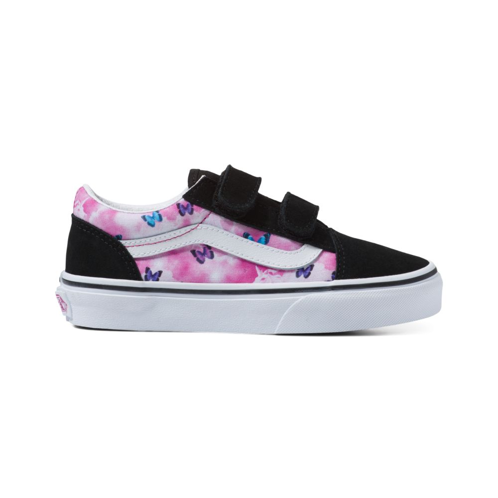 Vans Old Skool V Butterfly Dream Classic Herr Fuchsia Röda Vita | 04128JLVK