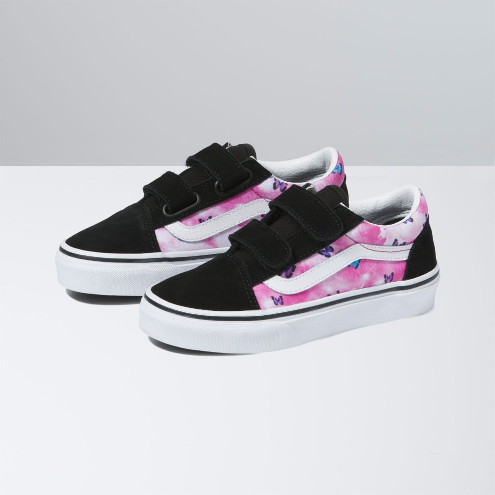 Vans Old Skool V Butterfly Dream Classic Barn Fuchsia Röda Vita | 59384QMNG