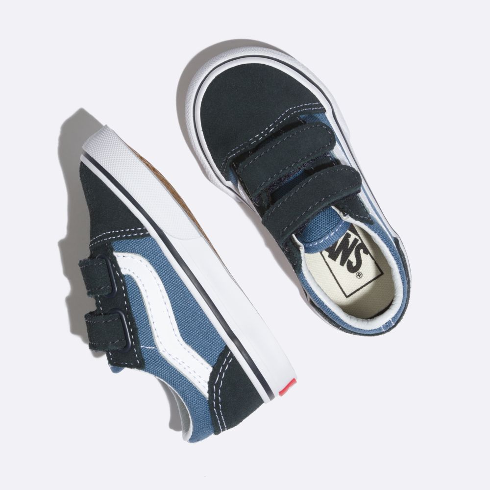 Vans Old Skool V Classic Barn Marinblå | 37546DSWG