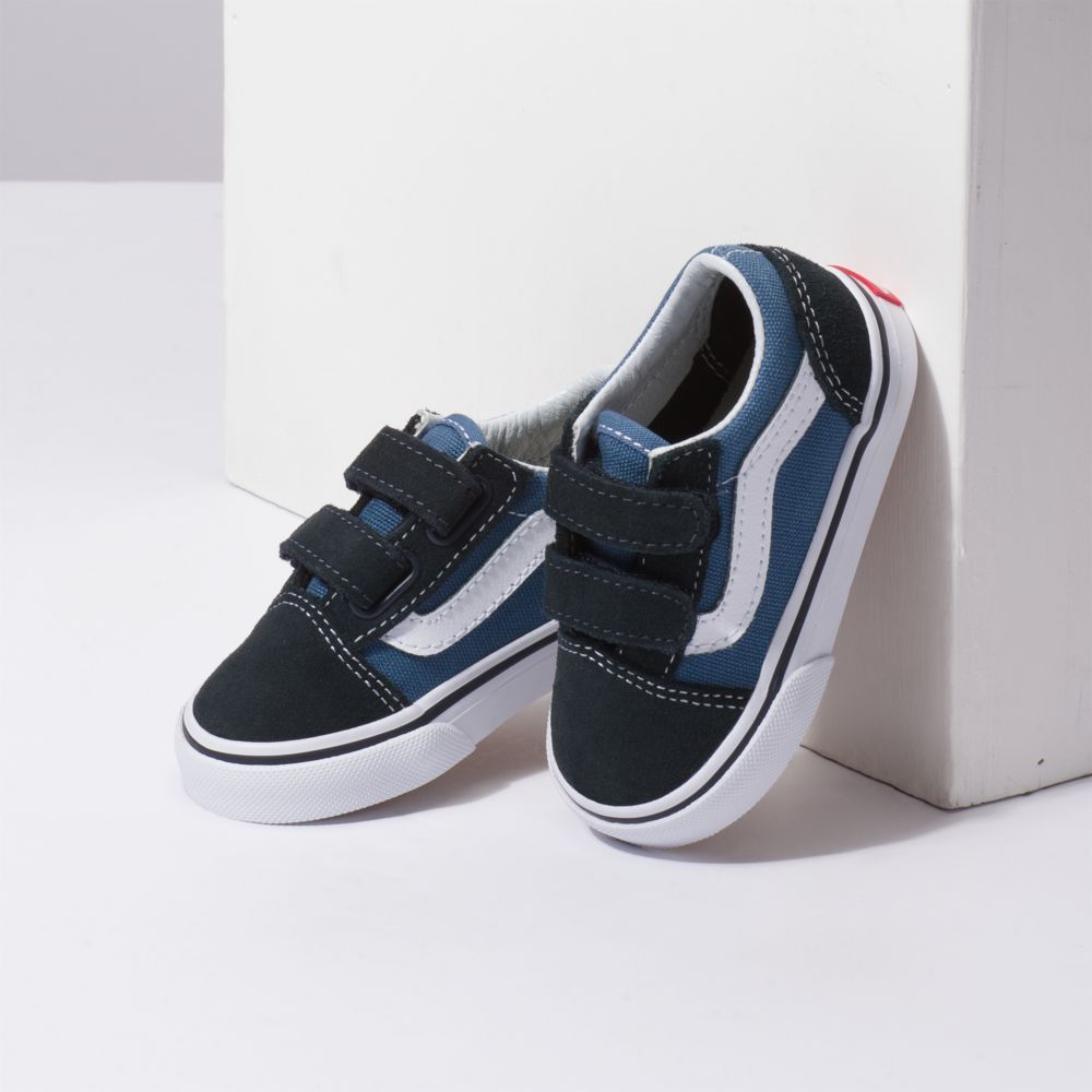 Vans Old Skool V Classic Barn Marinblå | 37546DSWG