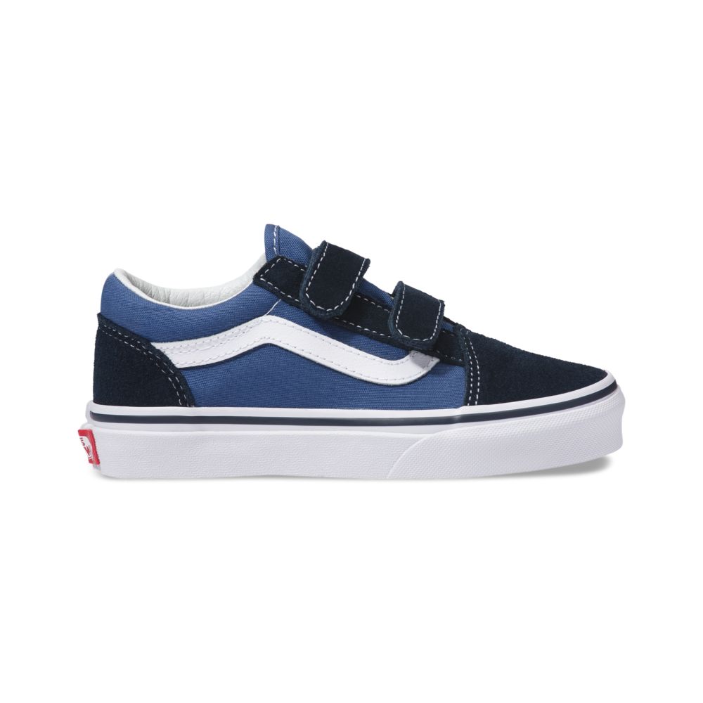 Vans Old Skool V Classic Barn Marinblå Vita | 76194RLYK