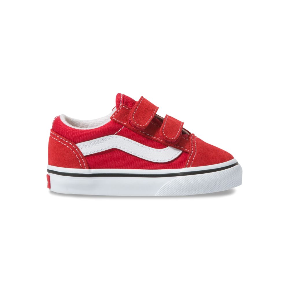 Vans Old Skool V Classic Barn Röda Vita | 04318SVEH