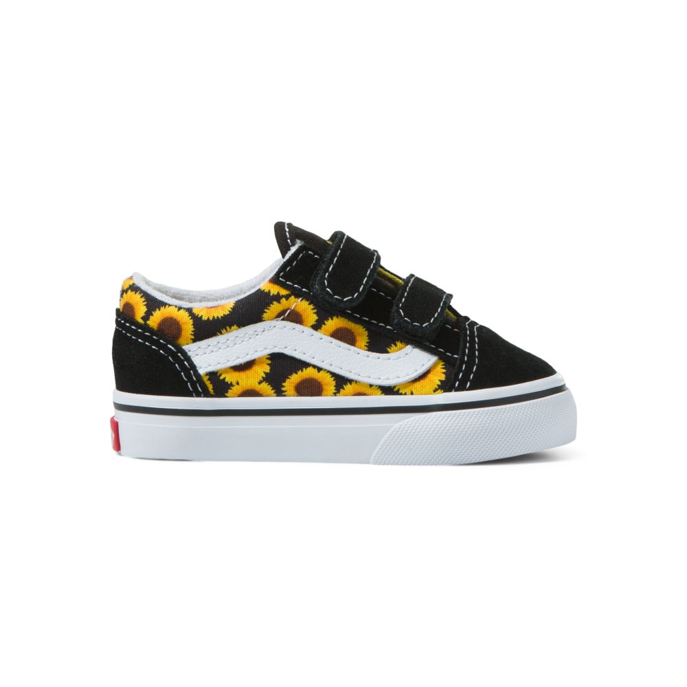 Vans Old Skool V Classic Barn Svarta Gula | 38905ZCNQ