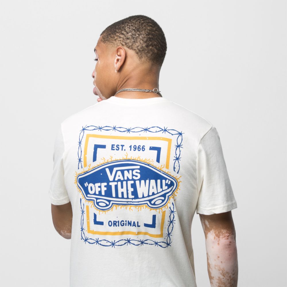 Vans Original Barbed Wire T-shirt Herr Vita | 67943SXFW