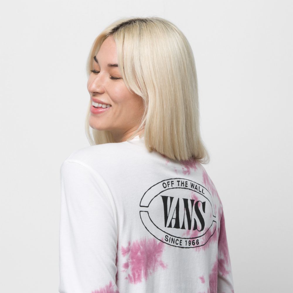 Vans Oval Wash BFF T-shirt Dam Rosa Vinröda | 03179SOJG