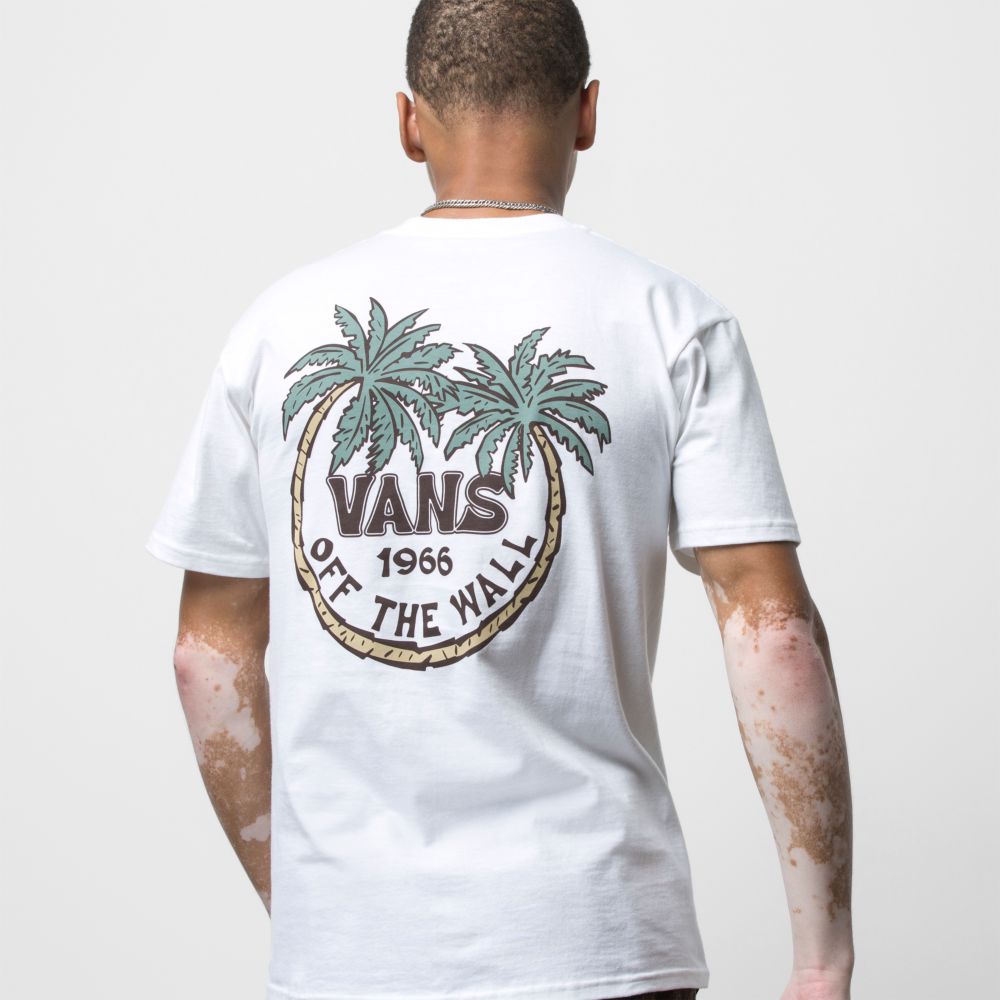 Vans Paradise Dual Palm T-shirt Herr Vita | 58709PIYS