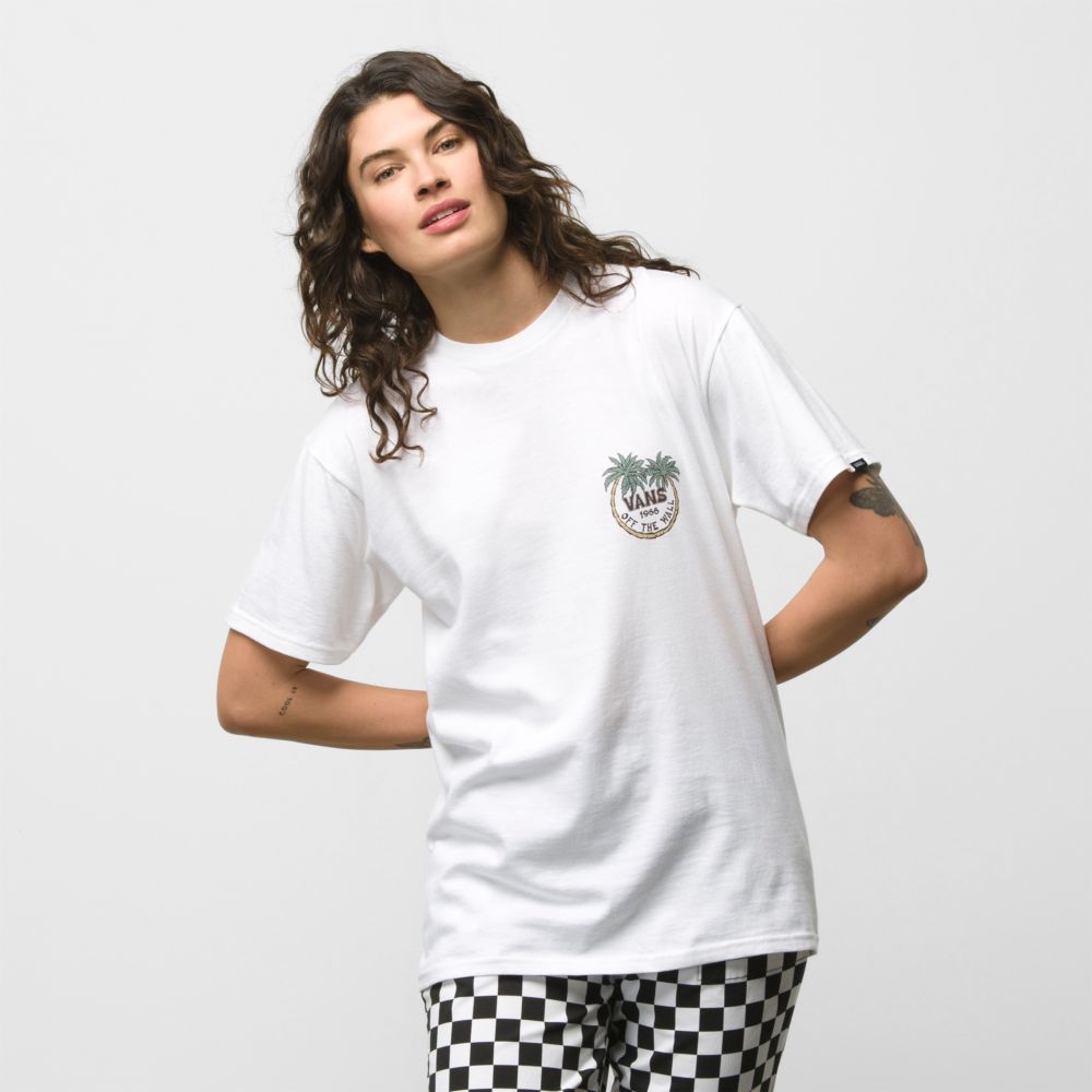 Vans Paradise Dual Palm T-shirt Herr Vita | 58709PIYS