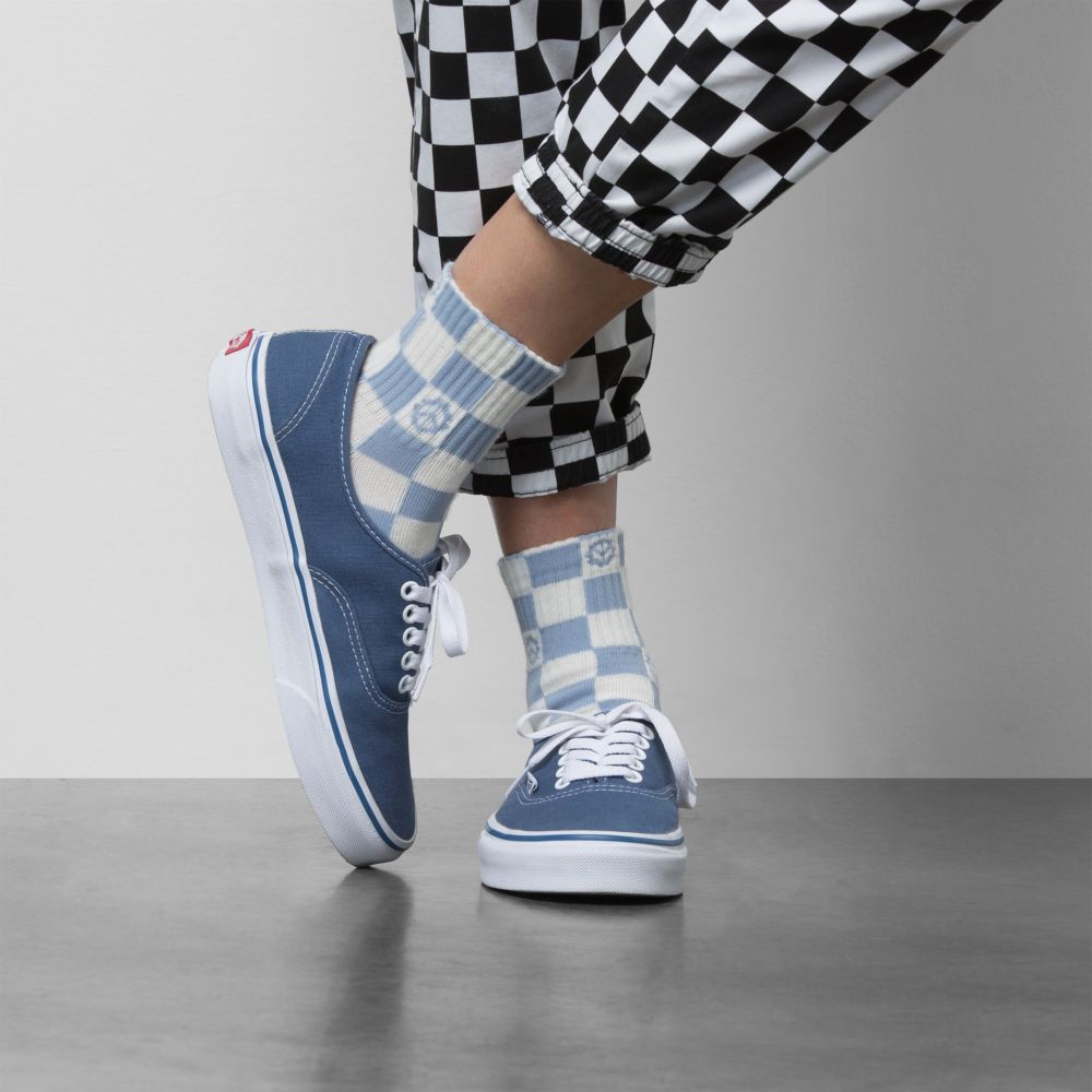 Vans Peace Check Half Crew Strumpor Dam Blå | 07182UEBH