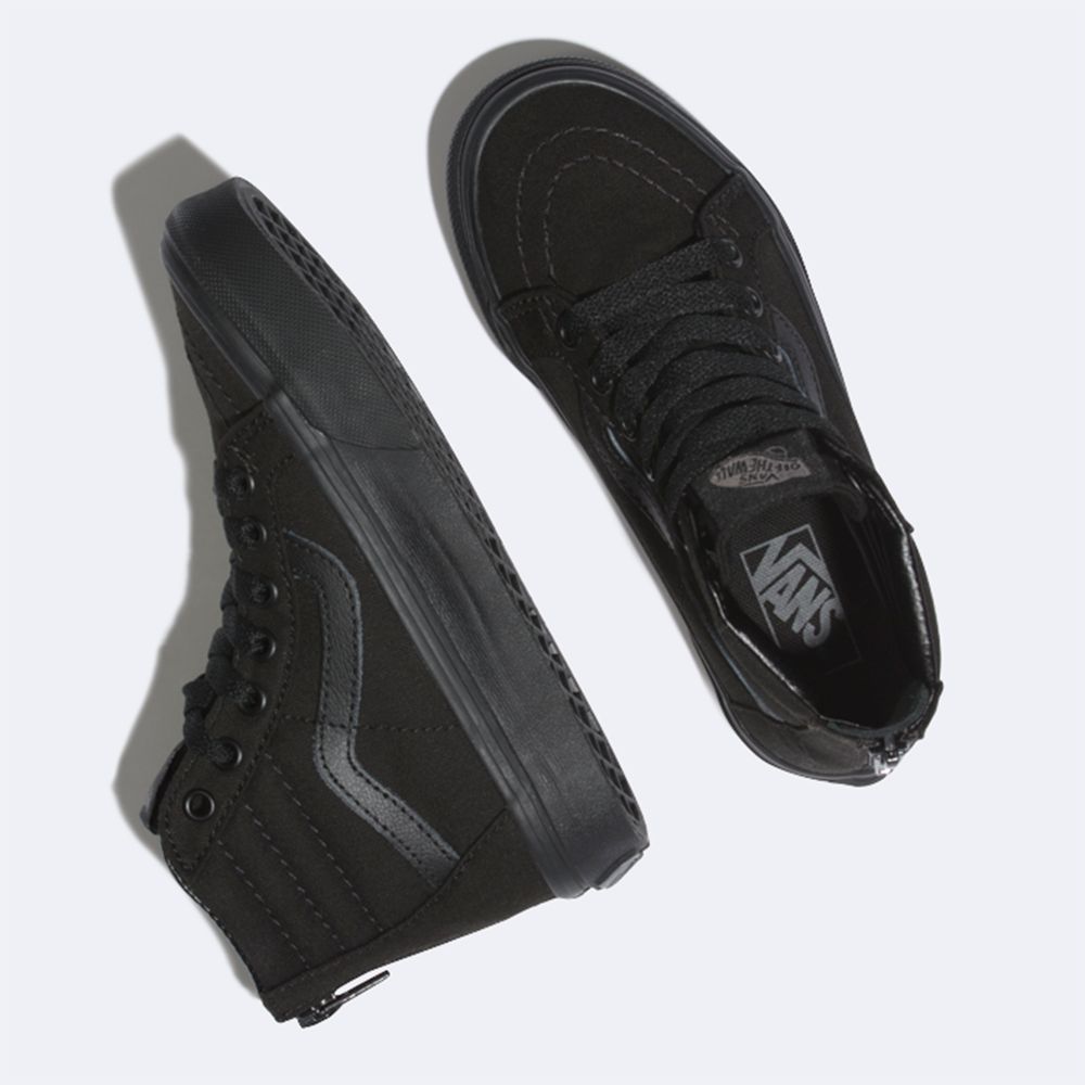 Vans Pop Check Sk8-Hi Zip Classic Barn Svarta Svarta | 84926QZXS